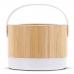 Altoparlante wireless in bambù e ABS con base e manico in bianco 3W color legno seconda vista