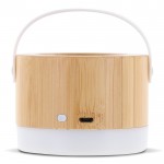 Altoparlante wireless in bambù e ABS con base e manico in bianco 3W color legno terza vista