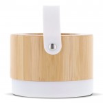 Altoparlante wireless in bambù e ABS con base e manico in bianco 3W color legno quarta vista