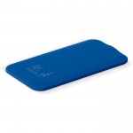 Powerbank wireless rettangolare ultrasottile con finitura gommata da 5W color blu scuro seconda vista