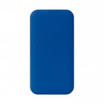 Powerbank wireless rettangolare ultrasottile con finitura gommata da 5W color blu scuro quinta vista