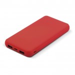 Powerbank con finitura gommata, porta USB-A e porta tipo C da 8000mAh color rosso