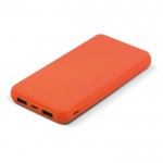 Powerbank con finitura gommata, porta USB-A e porta tipo C da 8000mAh color arancione