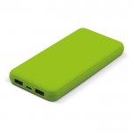 Powerbank con finitura gommata, porta USB-A e porta tipo C da 8000mAh color lime