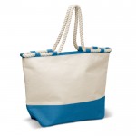 Borsa in canvas da 380g/m² con base colorata e manici in corda color azzurro