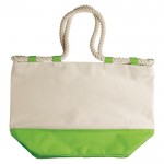 Borsa in canvas da 380g/m² con base colorata e manici in corda color lime seconda vista