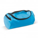 Necessaire in PVC e poliestere completamente foderato con maniglia color azzurro