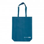 Shopper ecologica in rPET 100 g/m² con manici lunghi e soffietto color blu scuro seconda vista