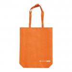 Shopper ecologica in rPET 100 g/m² con manici lunghi e soffietto color arancione seconda vista