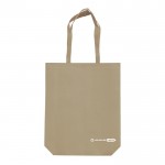 Shopper ecologica in rPET 100 g/m² con manici lunghi e soffietto color beige seconda vista