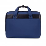 Borsa in r-PET con tracolla regolabile e tasca imbottita per pc 17” color blu terza vista