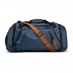 Borsone da viaggio in rPET con scomparto per scarpe e varie tasche color blu scuro