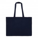 Borsa con soffietto e manici coordinati in cotone riciclato 140 g/m² color blu scuro seconda vista