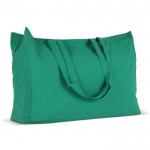 Borsa con soffietto e manici coordinati in cotone riciclato 140 g/m² color verde scuro terza vista