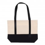 Borsa di cotone OEKO-TEX con base e manici colorati da 280 g/m² color nero seconda vista