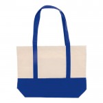 Borsa di cotone OEKO-TEX con base e manici colorati da 280 g/m² color blu seconda vista