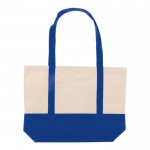 Borsa di cotone OEKO-TEX con base e manici colorati da 280 g/m² color blu terza vista