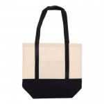 Borsa di cotone OEKO-TEX con base e manici colorati da 180 g/m² color nero seconda vista