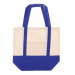 Borsa di cotone OEKO-TEX con base e manici colorati da 180 g/m² color blu seconda vista