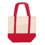 Borsa di cotone OEKO-TEX con base e manici colorati da 180 g/m² color rosso seconda vista