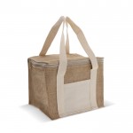 Borsa termica in un mix di juta e cotone adatta per 6 lattine color beige