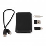 Kit viaggio con cavetto vari connettori USB e supporto per cellulare color nero quarta vista