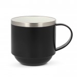 Tazza impilabile in acciaio riciclato con interno in ceramica da 330ml color nero