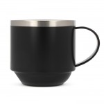 Tazza impilabile in acciaio riciclato con interno in ceramica da 330ml color nero seconda vista