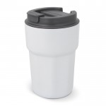 Bicchiere da asporto in acciaio con tappo a vite in silicone 350ml color bianco