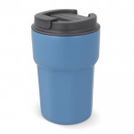 Bicchiere da asporto in acciaio con tappo a vite in silicone 350ml color blu