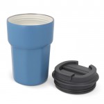 Bicchiere da asporto in acciaio con tappo a vite in silicone 350ml color blu seconda vista