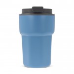 Bicchiere da asporto in acciaio con tappo a vite in silicone 350ml color blu terza vista