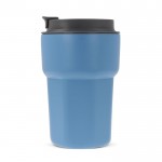 Bicchiere da asporto in acciaio con tappo a vite in silicone 350ml color blu quarta vista