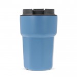 Bicchiere da asporto in acciaio con tappo a vite in silicone 350ml color blu quinta vista