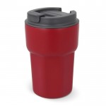 Bicchiere da asporto in acciaio con tappo a vite in silicone 350ml color rosso scuro