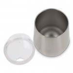 Bicchiere in acciaio inox a doppia parete con tappo trasparente 300ml color argento terza vista