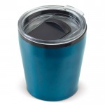 Bicchierino da viaggio in acciaio con tappo a vite in plastica 180ml color azzurro