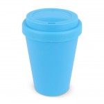 Bicchiere da asporto in plastica riciclata in colori vivaci 250ml color azzurro