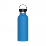 Borraccia in acciaio inox con rivestimento in polvere e manico 500ml color azzurro