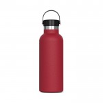 Borraccia in acciaio inox con rivestimento in polvere e manico 500ml color rosso scuro