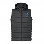 Gilet in 100% rPET resistente all'acqua con cappuccio regolabile vista area di stampa