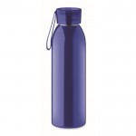 Borraccia in acciaio inox con tappo in PP e laccetto di silicone 650ml color blu quarta vista