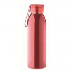 Borraccia in acciaio inox con tappo in PP e laccetto di silicone 650ml color rosso quarta vista