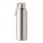 Borraccia in acciaio inox con tappo in PP e laccetto di silicone 650ml color argento opaco quarta vista