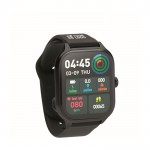 Smartwatch con schermo LCD touch e cinturino in silicone iOS e Android color nero vista area di stampa