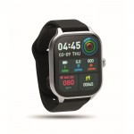 Smartwatch con schermo LCD touch e cinturino in silicone iOS e Android color argento