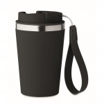 Bicchiere termico in acciaio inox con laccetto da trasporto 350ml color nero