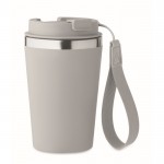 Bicchiere termico in acciaio inox con laccetto da trasporto 350ml color grigio