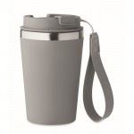 Bicchiere termico in acciaio inox con laccetto da trasporto 350ml color grigio scuro