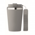 Bicchiere termico in acciaio inox con laccetto da trasporto 350ml color grigio scuro quarta vista